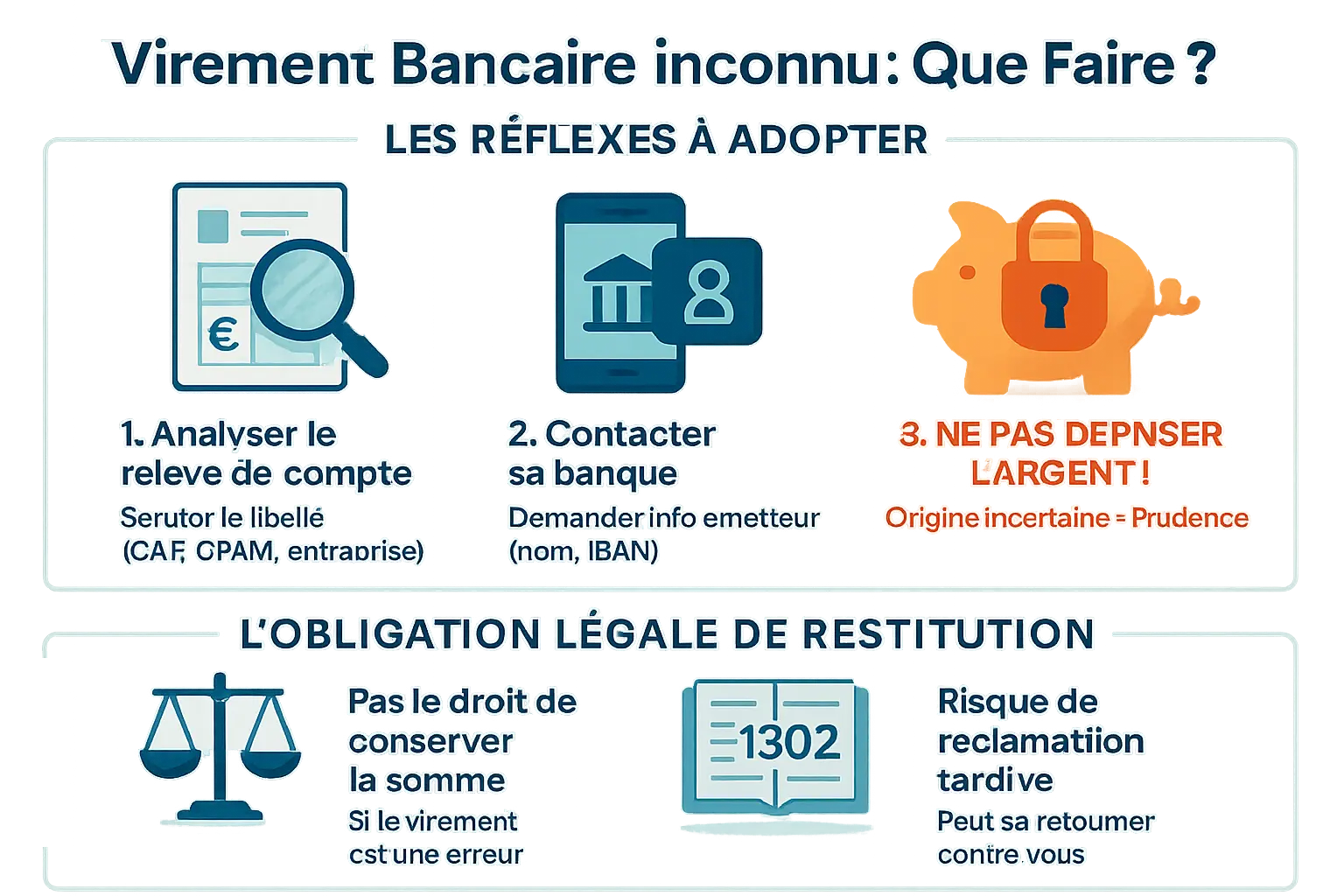 Représentation d'un virement bancaire inconnu avec des symboles bancaires et de sécurité
