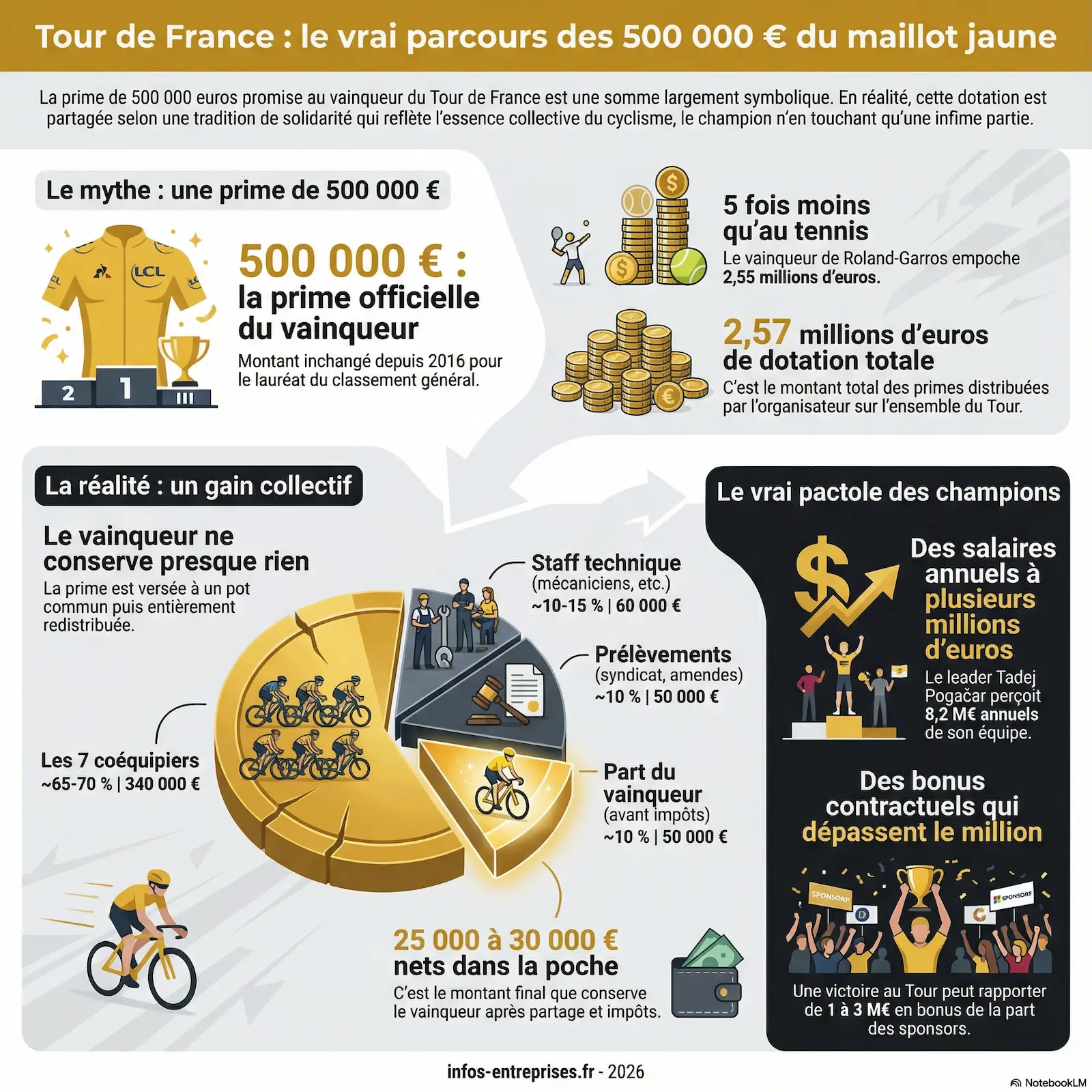 Infographie, combien gagne le vainqueur du Tour de France _