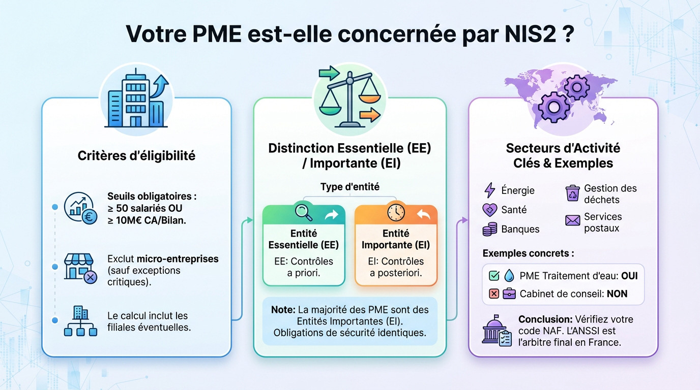 Schéma des critères d'éligibilité pour la conformité NIS2 des PME