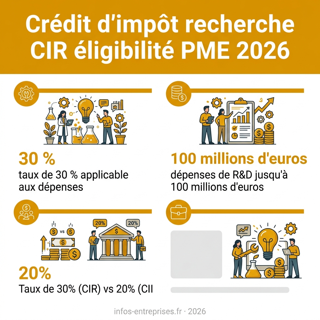 Infographie — crédit d'impôt recherche CIR éligibilité PME 2026