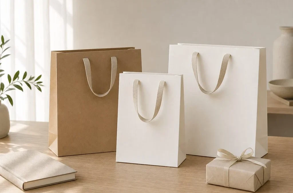 Cadeaux d'affaires emballés dans des sacs personnalisés